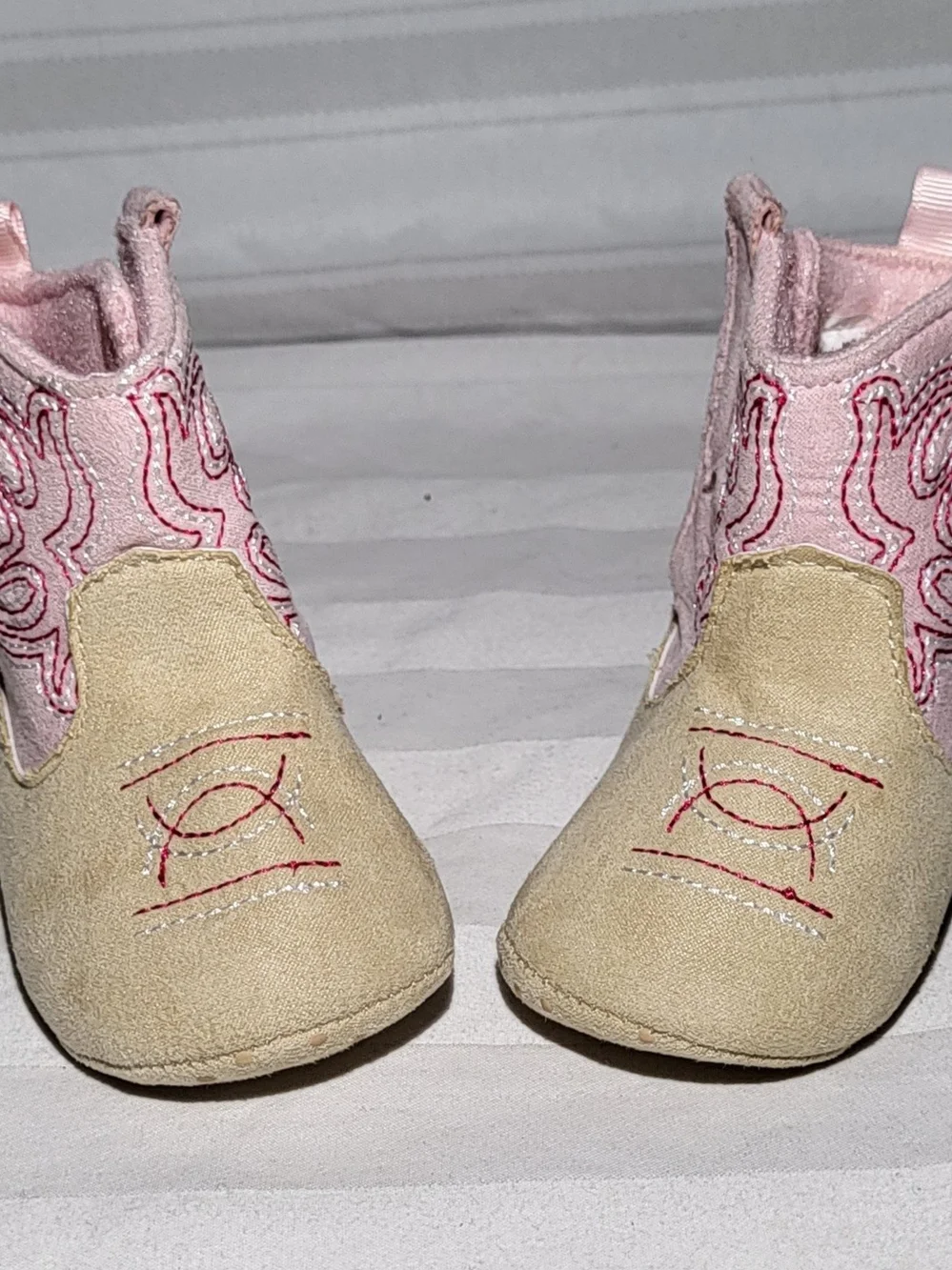 Pink & Tan Baby Western Booties - Infant Walker Shoes